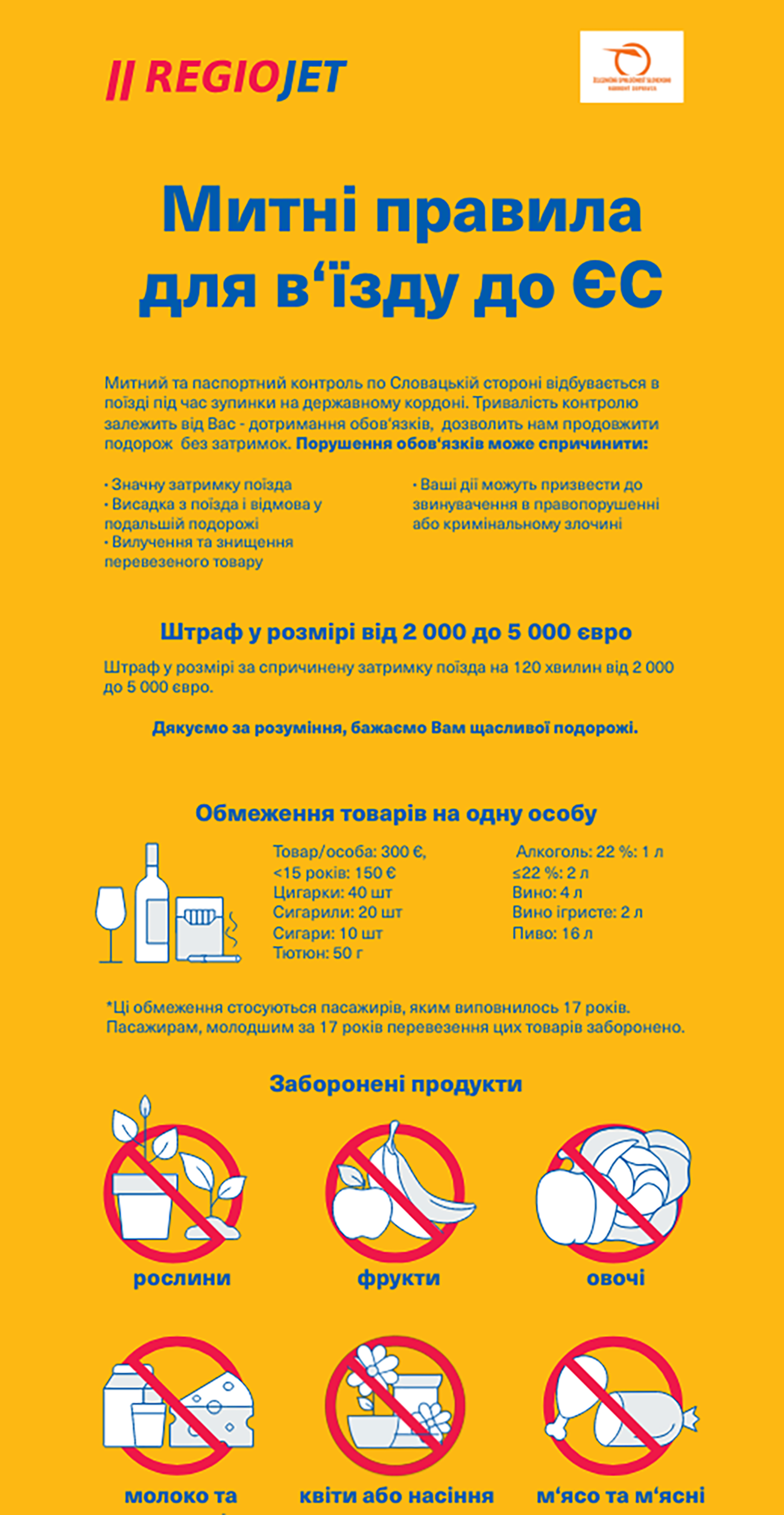 Пассажирам поезда в Прагу из Чопа грозят штрафы до 5000 евро: причины